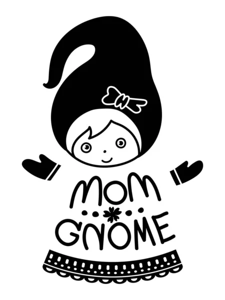 Mom Gnome Cute Character Design Female Gnome Mother Day Gift — Stock Vector