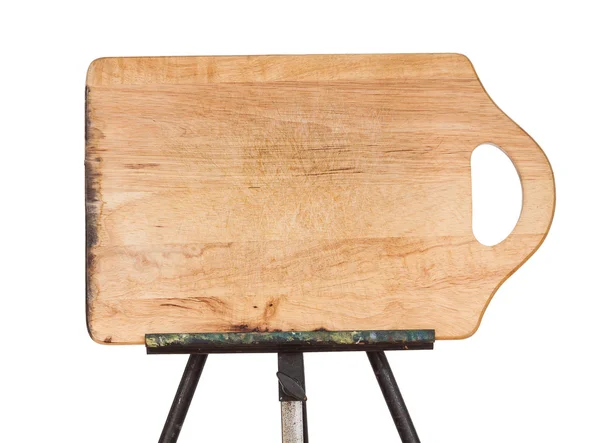 Drewniana deska do krojenia na metalowe sztalugi — Zdjęcie stockowe