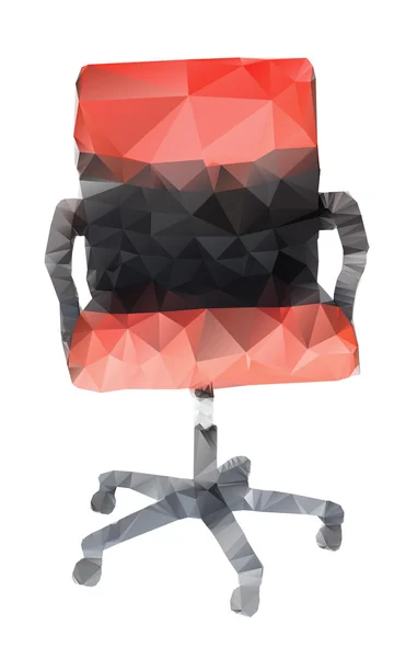 Polygonal stil av röda och svarta stol på vit — Stock vektor
