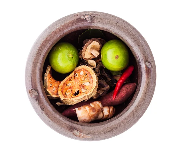 박격포, 평면도에서 야채, 말린 음식 — 스톡 사진
