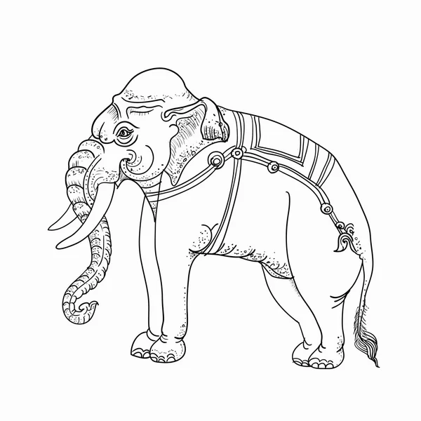 Weißer Elefant, traditionelle thailändische Kunst — Stockvektor