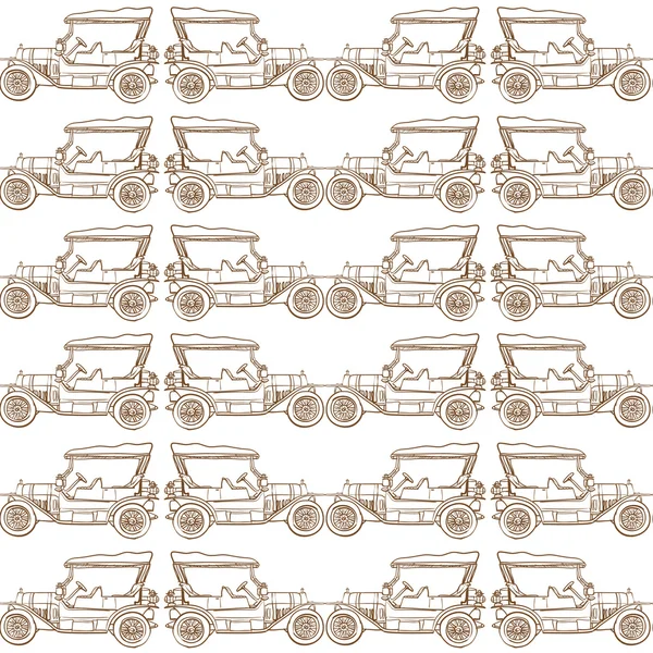 Seamless pattern of old vintage car — Stock Vector