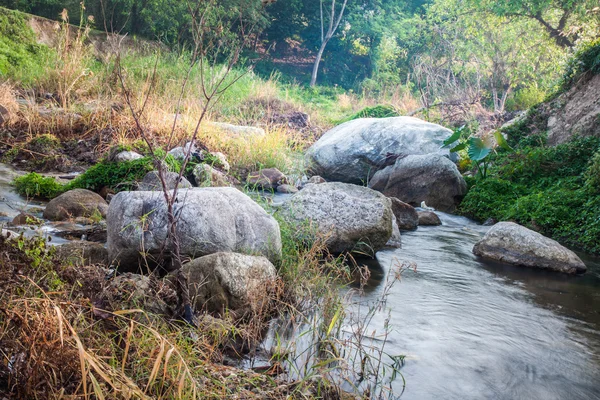 Natur litet vattenfall med rock — Stockfoto