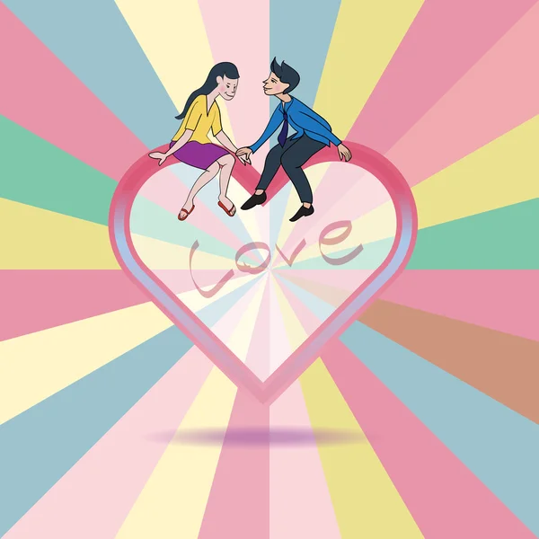 Amoureux exprimer l'amour sur la forme du cœur — Image vectorielle