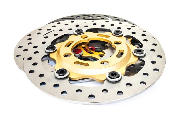 Isolated group of new disc brake for motorcycle — Stock Photo, Image