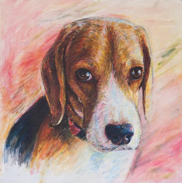 Pintura de retrato de beagle sobre lienzo —  Fotos de Stock