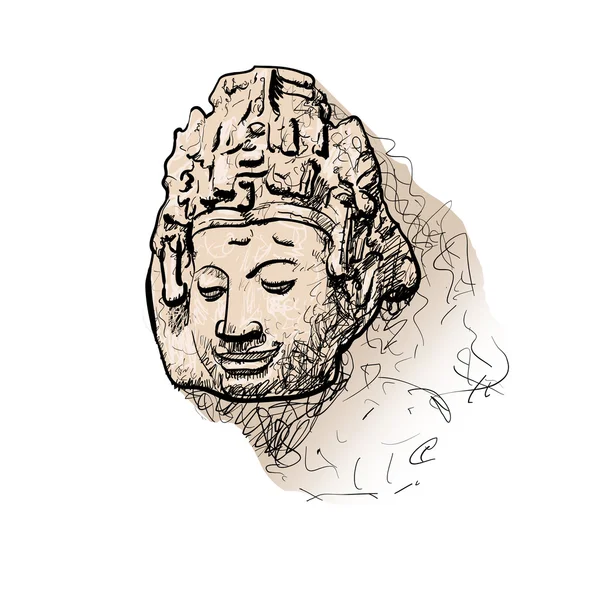 Cabeça de desenho de bodhisattva — Vetor de Stock