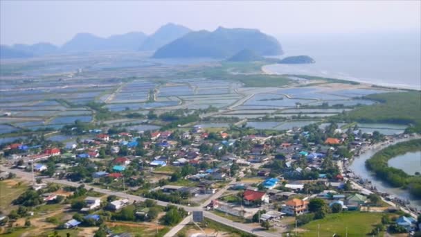 Vysoká Pohled Khao Dang Vyhlídka Krevety Farmě Rybníku Mezi Hory — Stock video