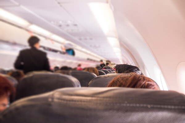 Inside of the airplane in economic class