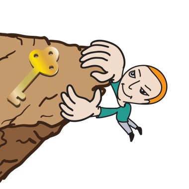 Altın anahtarı almak için tırmanma yüksek cliff dostum