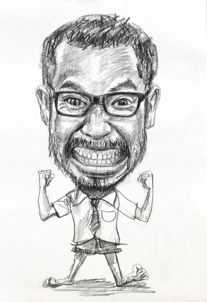 Caricature dessin de l'homme sur papier blanc — Photo