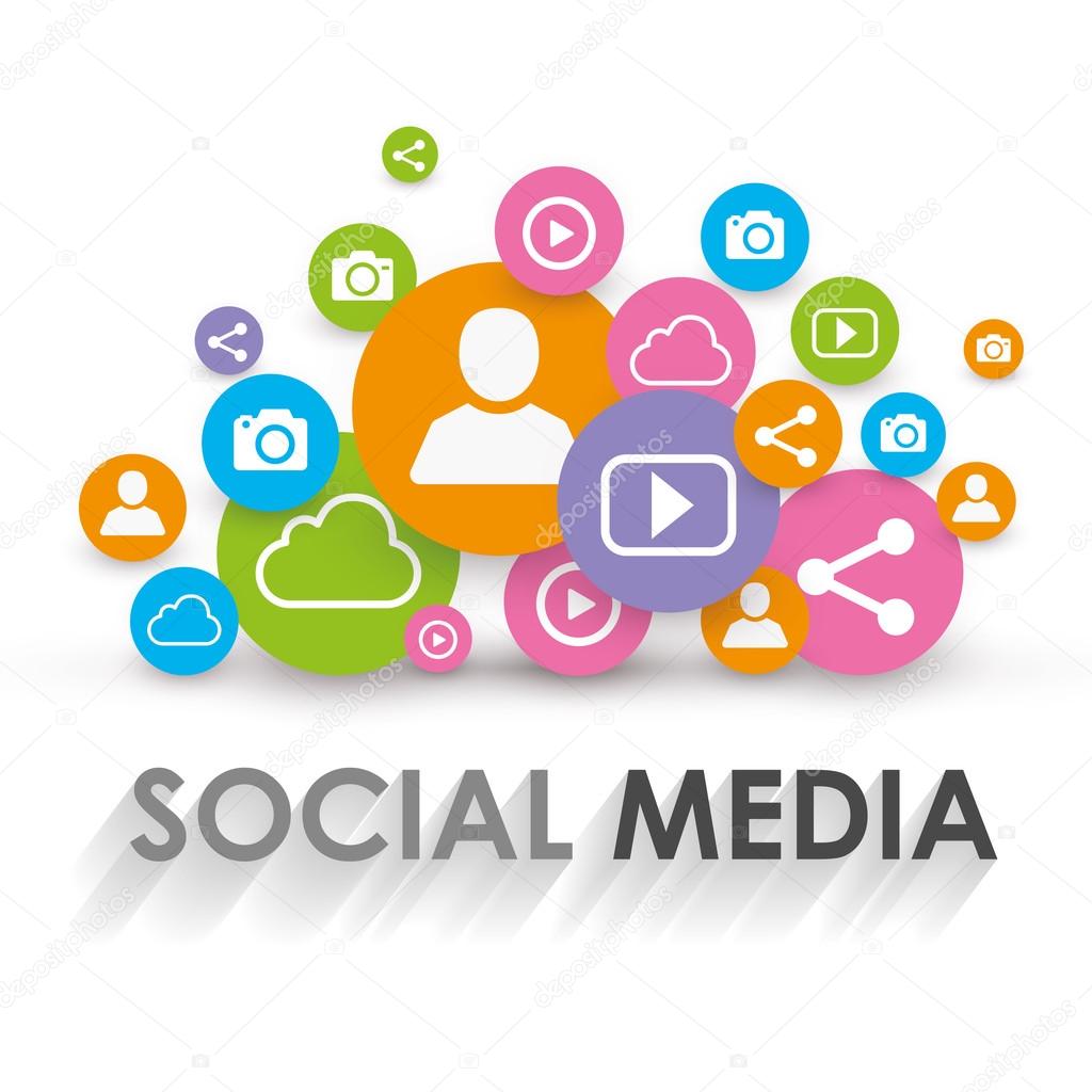 Social Media Word and Icon Cloud