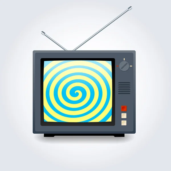 TV-vel, hipnotikus spirál a képernyőn — Stock Vector