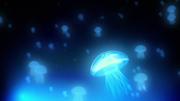 Голубая медуза под водой — стоковое видео