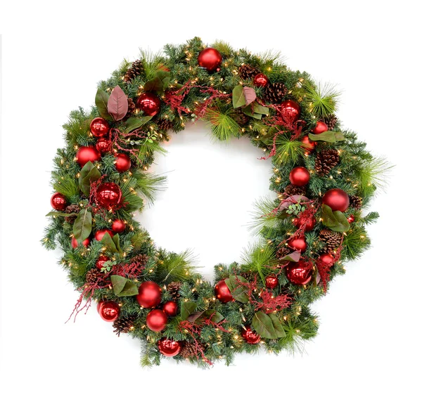 Christmas Wreath over white background Royalty Free Stock Photos