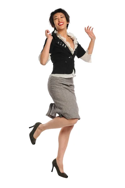 Asian Businesswoman Jumping — Stock Photo, Image