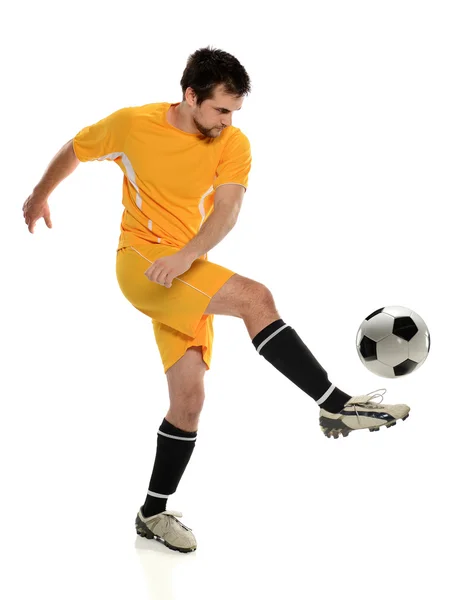 Calcio giocatore calci palla — Foto Stock