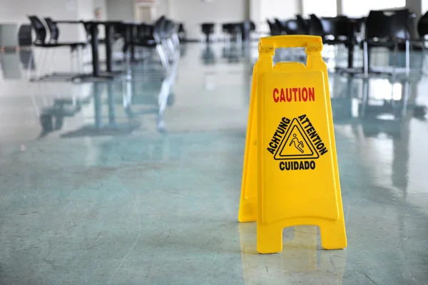 Caution Sign Inside Building — Stock Photo, Image