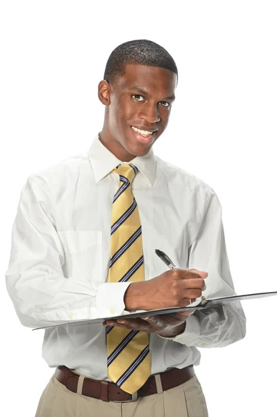 Portrait of Businessman Writting on Pad — Stock Photo, Image