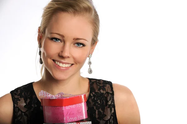 Woman Holding Valentine Gifts — Stock Photo, Image