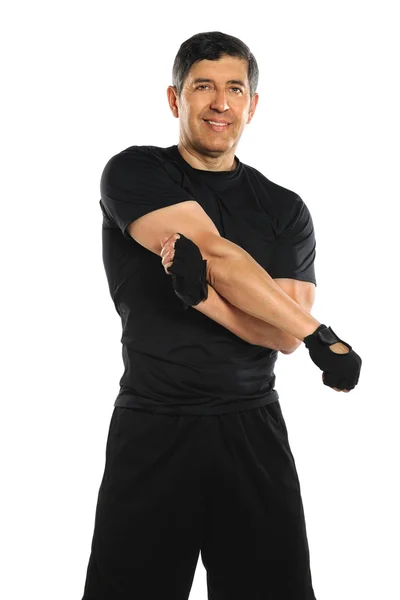 Adult Hispanic Man Stretching — Stock Photo, Image