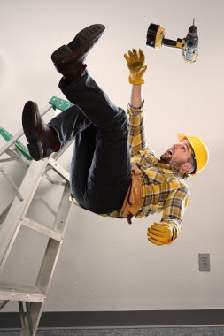 Worker Falling From Ladder clipart