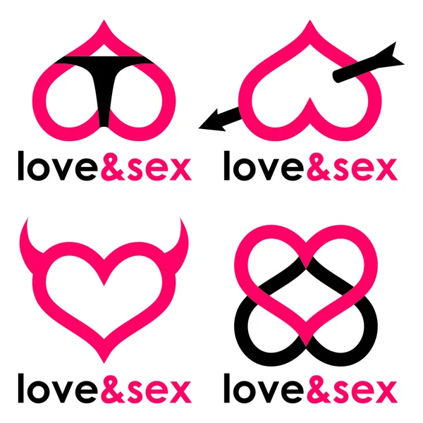 Sex shop logo herzen kollektion — Stockvektor