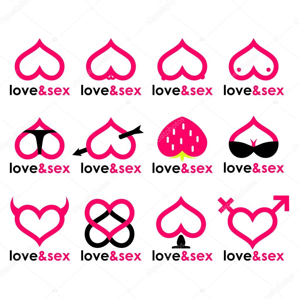 Sex shop logo hearts collection