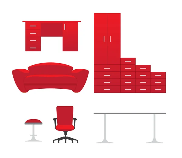 Furniture vector red set — Stock Vector