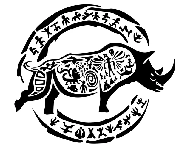Sello de tatuaje con rinoceronte — Archivo Imágenes Vectoriales