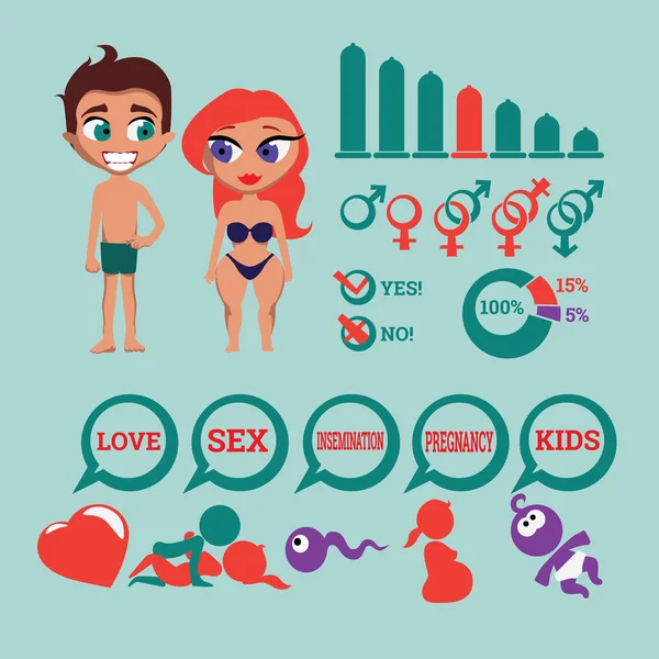 Infographic elements, sex and love — Stock Vector