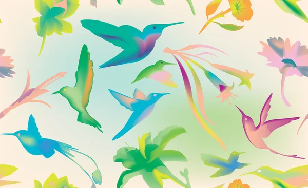 Colibri ve çiçek deseni