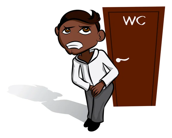 Black man waiting near WC — Stock Vector