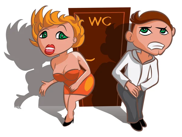 Adam ve kadın Wc bekliyor