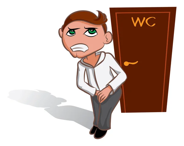 Homme blanc attendant près de WC — Image vectorielle