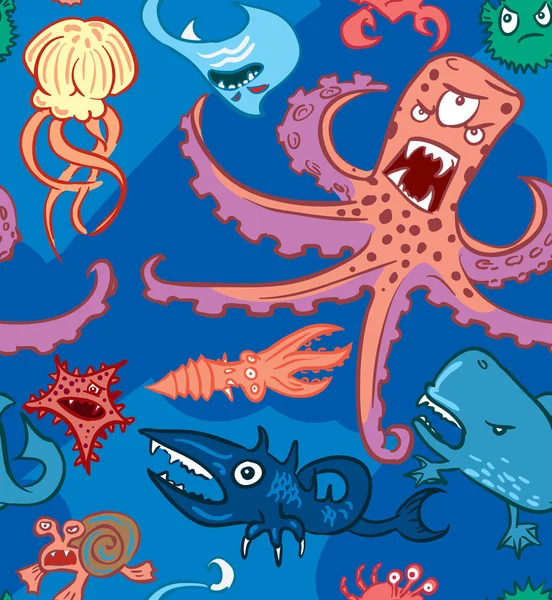Patroon met onderwater monsters — Stockvector