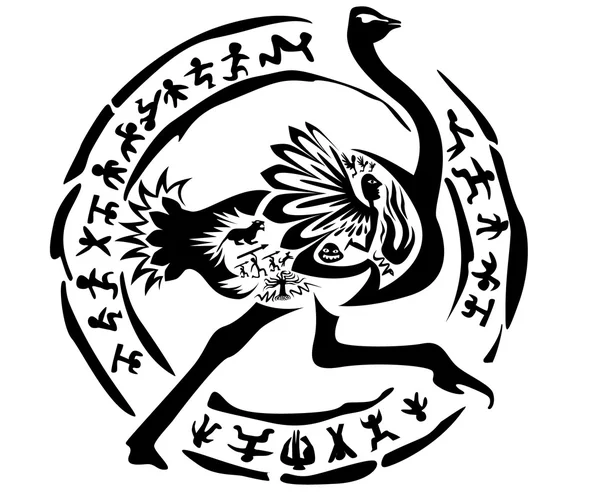 Struisvogel tatoeage stempel — Stockvector