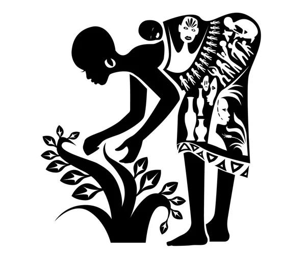 アフリカの女性のタトゥー スタンプ — ストックベクタ