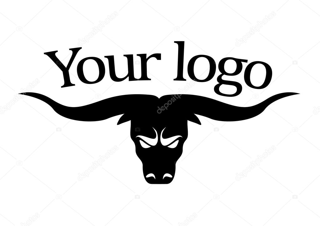 Logotype meat, beef, bull with big horns vector logo