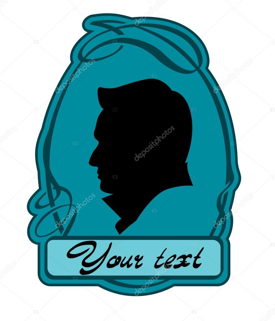 Cameo. Retro male silhouette vector frame