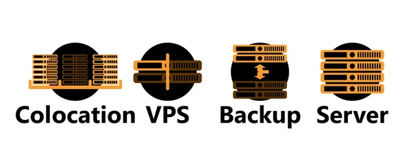 Rackmount technologické ikony nastavit — Stockový vektor