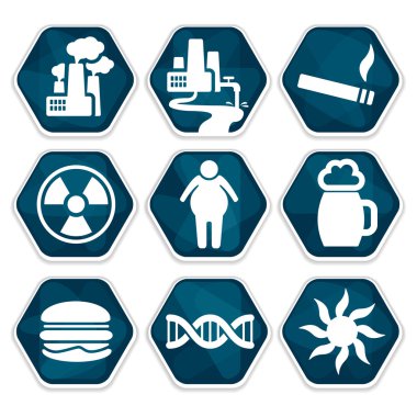 Kanser risk faktörleri Icons set