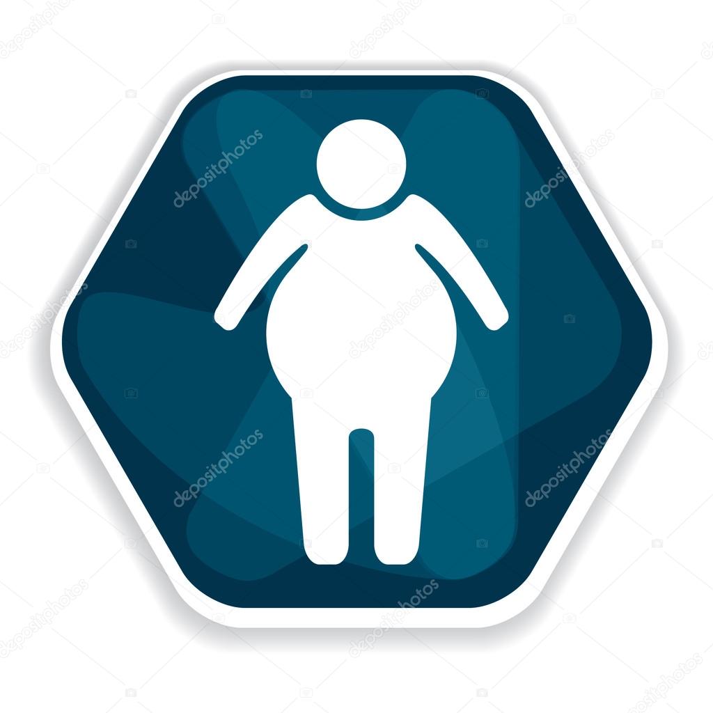 Blue overweight vector icon, fat man or woman