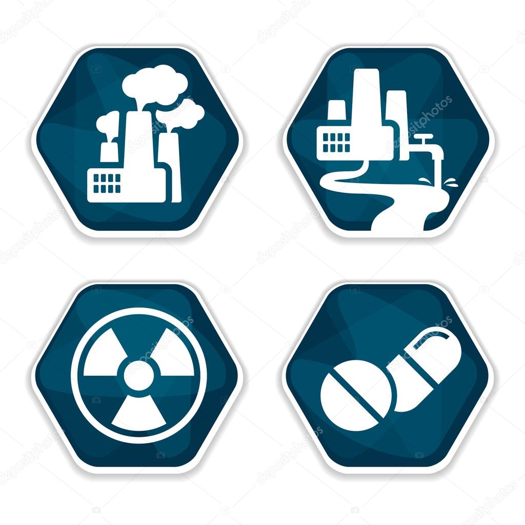Blue vector cancer risk factors icons set