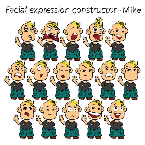 Facial Mike expressions — Stock Vector