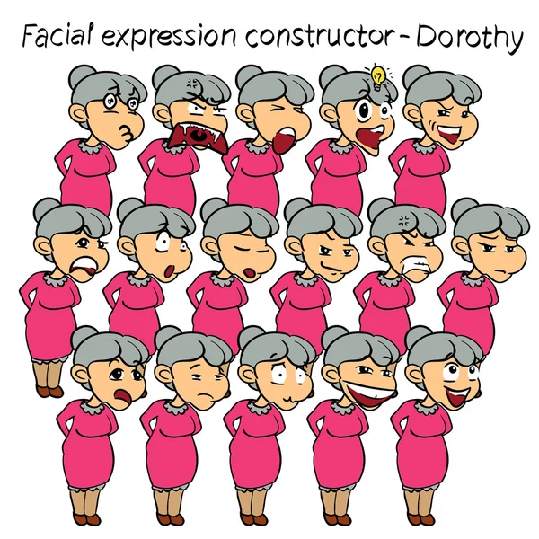 Facial dorothy expressions — Stock Vector