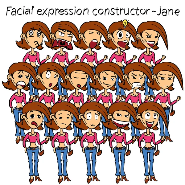 Facial Jane expressions — Stock Vector