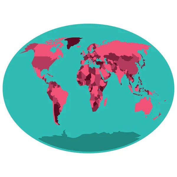 Kaart van de wereld gekleurde en vereenvoudigd — Stockvector