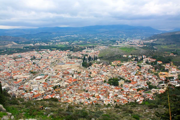 Nafplio vesnice z hradu Palamidi, Řecko — Stock fotografie