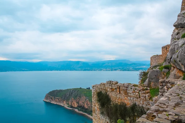 Nafplio vesnice z hradu Palamidi, Řecko — Stock fotografie